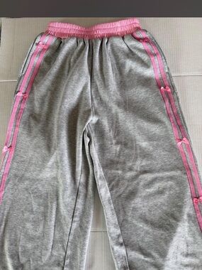 Aelfric Eden Gray Track Joggers with Pink Trim